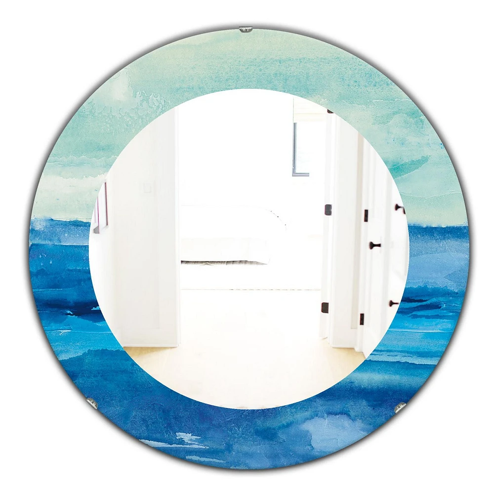 Designart 'Out To Sea' Traditional Mirror - Oval or Round Wall Mirror - 32x32