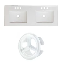 American Imaginations 36-in. W Floor Mount White Vanity Set For 3H8-in. Drilling Beige Top Biscuit UM Sink AI-24364