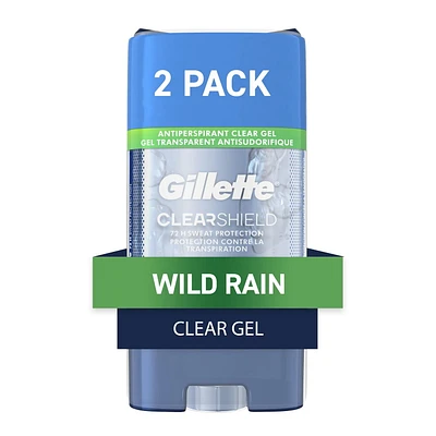 Antisudorifique et désodorisant en gel transparent Gillette pour hommes Pluie tropicale paquet jumelé, 108 g chacun