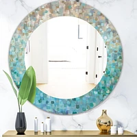 Designart 'Blocked Abstract' Traditional Mirror - Oval or Round Wall Mirror - 32x32