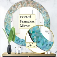 Designart 'Blocked Abstract' Traditional Mirror - Oval or Round Wall Mirror - 32x32