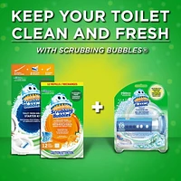 Scrubbing Bubbles® Fresh Brush Toilet Bowl Cleaner, Starter Kit, Includes 1 Handle, 2 Heavy Duty Pad Refills and 1 Storage Hook, 1 Piece