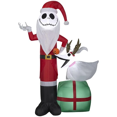 Christmas Inflatable Jack Skellington as Santa and Zero Wearing Antlers