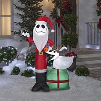 Christmas Inflatable Jack Skellington as Santa and Zero Wearing Antlers