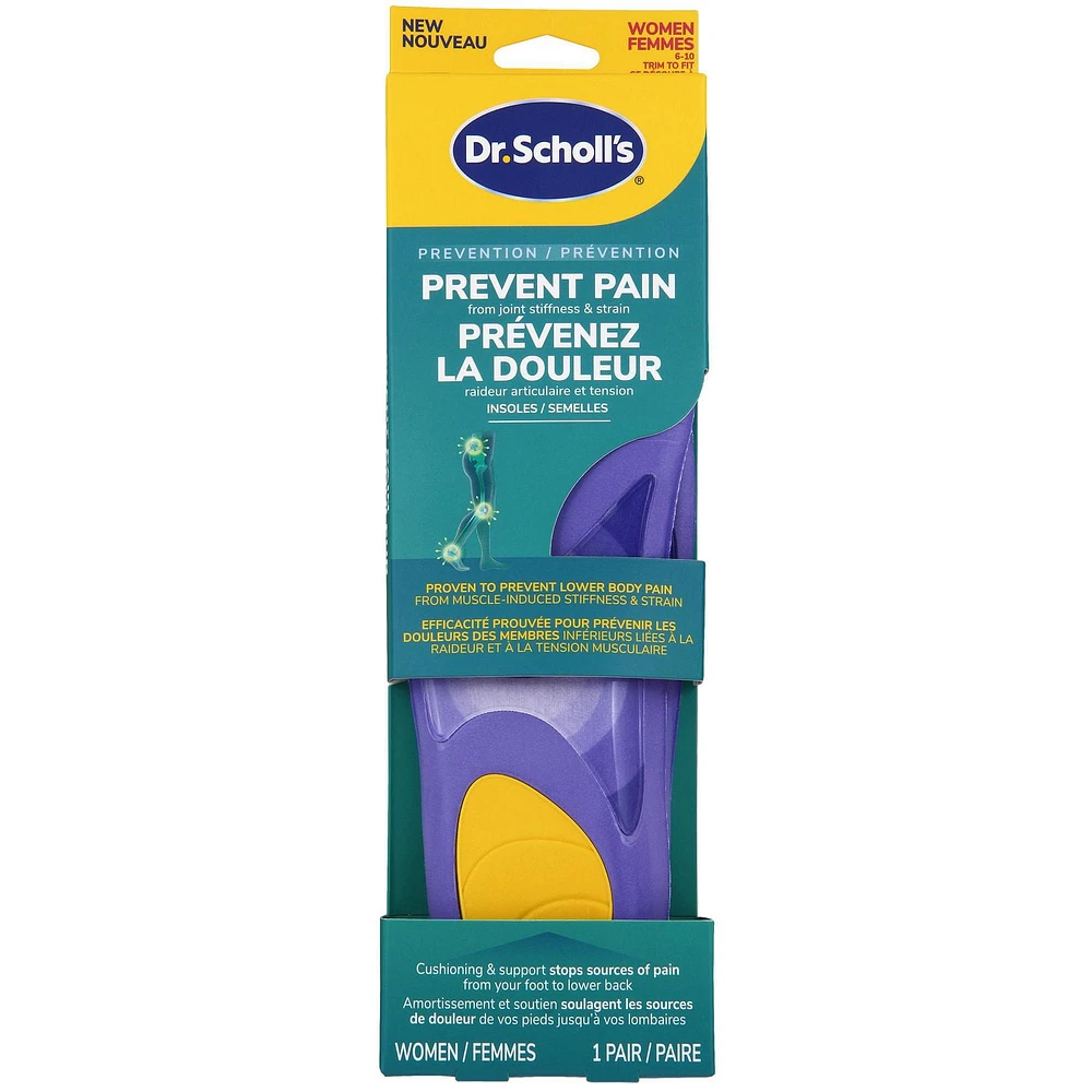 Dr. Scholl's Prevent Pain Protective Insoles, Women Size 8-14, 1 pair