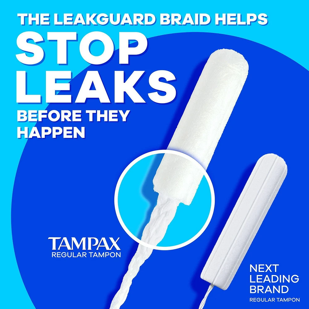 Tampons Tampax Pearl, avec tresse antifuites, degré d’absorption régulier/super, emballage multiple, non parfumés, 34tampons 34CT