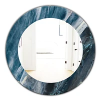 Designart 'Splash Blue Indigo' Modern Mirror - Oval or Round Wall Mirror - 24x24