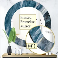 Designart 'Splash Blue Indigo' Modern Mirror - Oval or Round Wall Mirror - 24x24