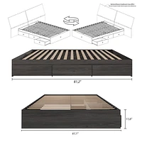 3-Drawer Queen Size Storage Platform Bed