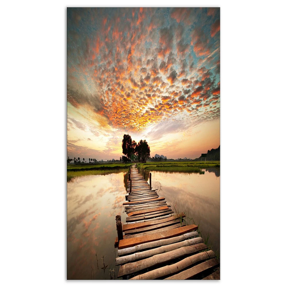 Designart Makeshift Wooden Pier Over River Canvas Wall Art