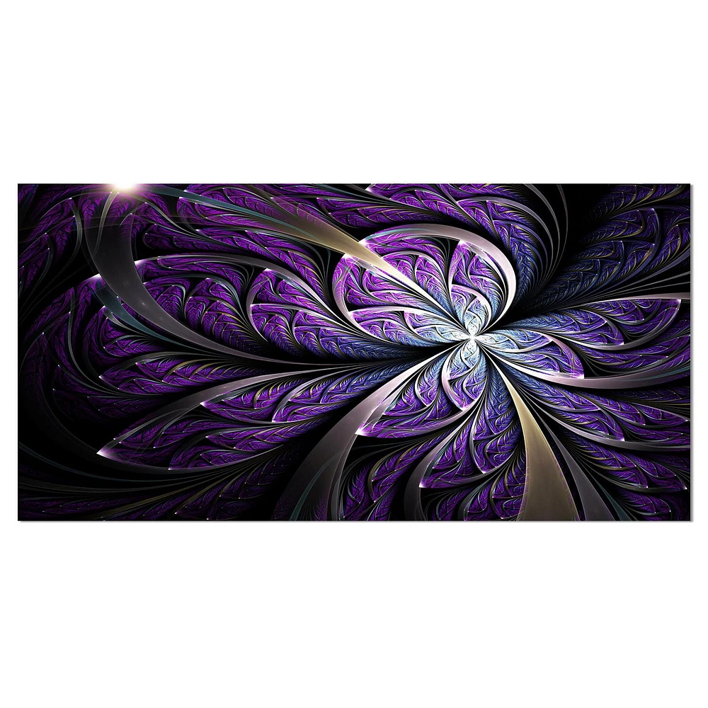 Designart Glittering Purple Fractal Flower Canvas Wall Art