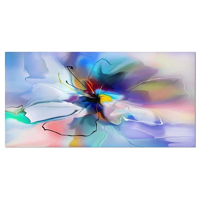 Designart Abstract Creative Blue Flower Canvas Wall Art