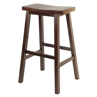 Winsome Parkland 5Pc Square High/Pub Table Set with 4 Saddle Seat Stools in Walnut finish