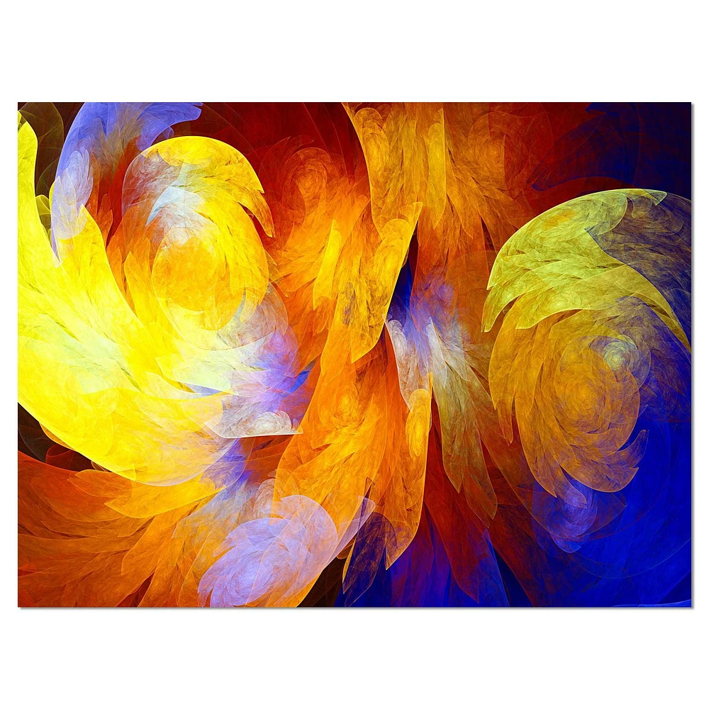 Designart Yellow Fractal Abstract Pattern Canvas Wall Art