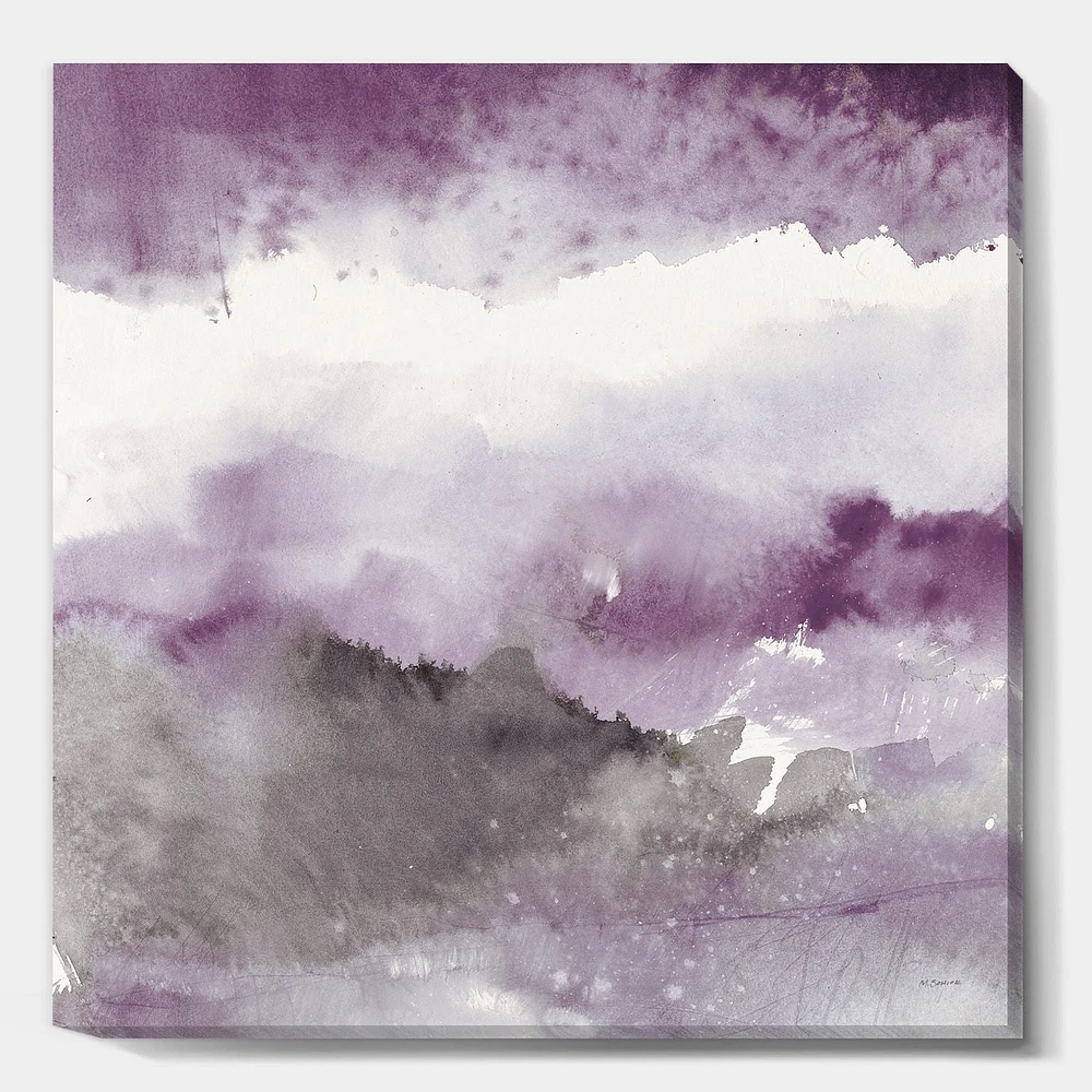 Designart Midnight at the Lake III Amethyst and Grey Canvas Wall Art