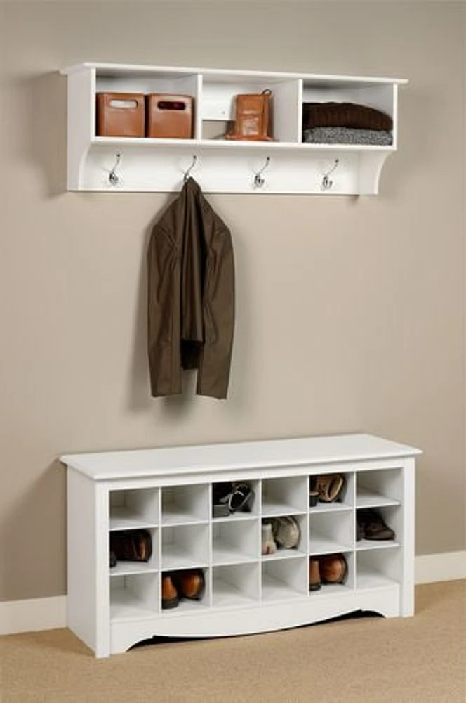 Shoe Storage Cubbie Bench White