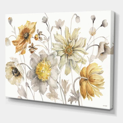 Designart Champs d'or Aquarelle Fleur VII Art mural sur toile