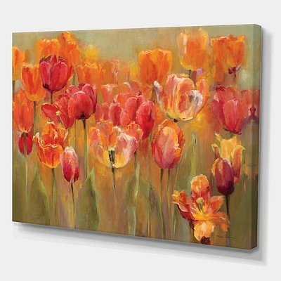 Designart Red Tulips Canvas Wall Art