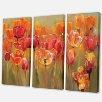 Designart Red Tulips Canvas Wall Art