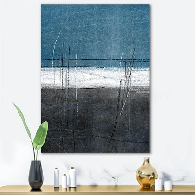 Designart Teal Meets Grey Abstract Art Canvas Wall Art