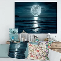 Designart Super Moon Over The Sea I Canvas Wall Art