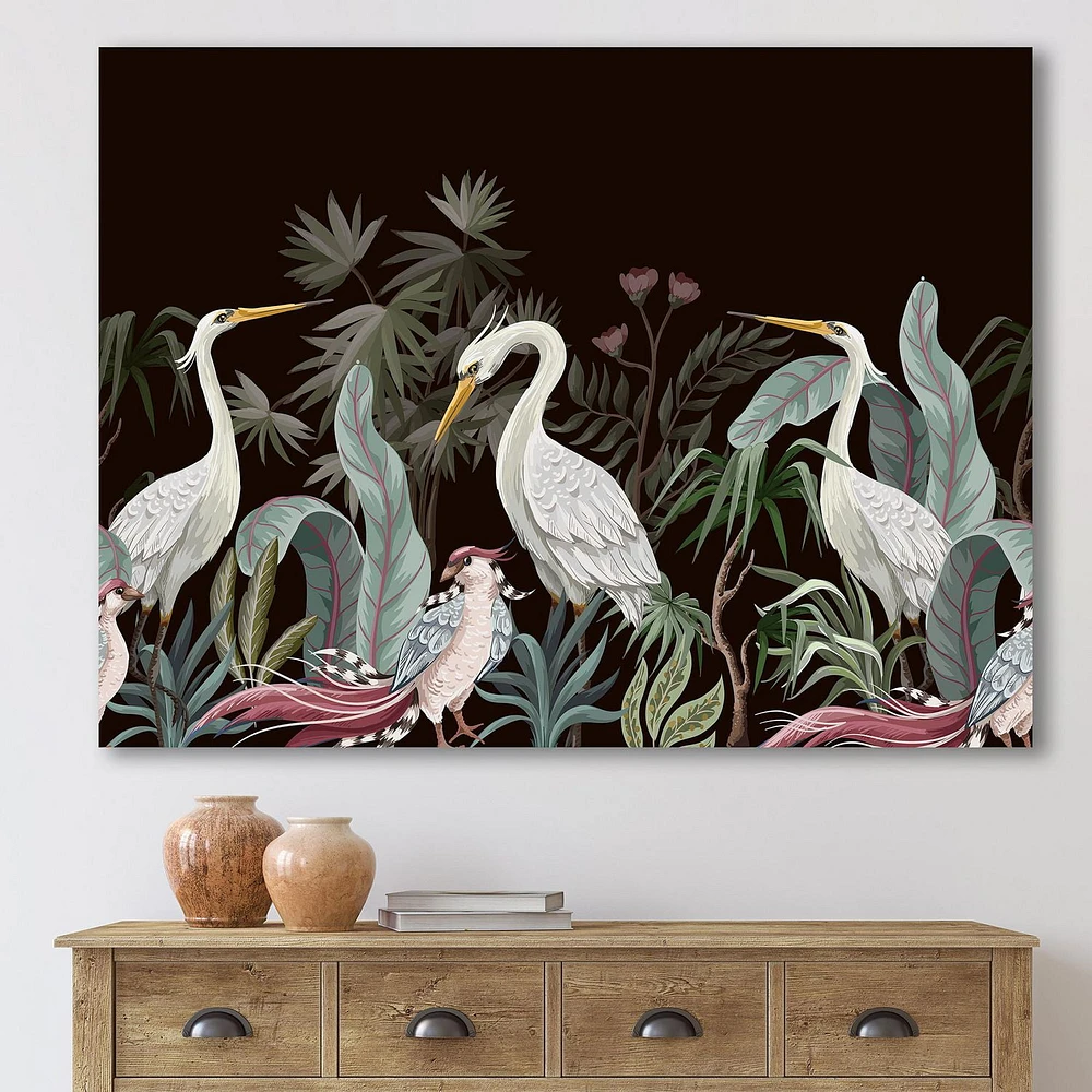 Designart Chinoiserie With Birds and Peonies III Canvas Wall Art