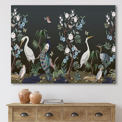 Designart Chinoiserie With Birds and Peonies IV Canvas Wall Art