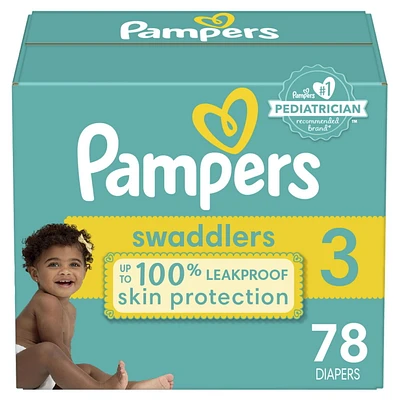 Pampers Swaddlers Diapers - Super Pack, Sizes NB-7, 84-44 Count