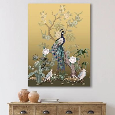 Designart Chinoiserie With Birds and Peonies VI Canvas Wall Art