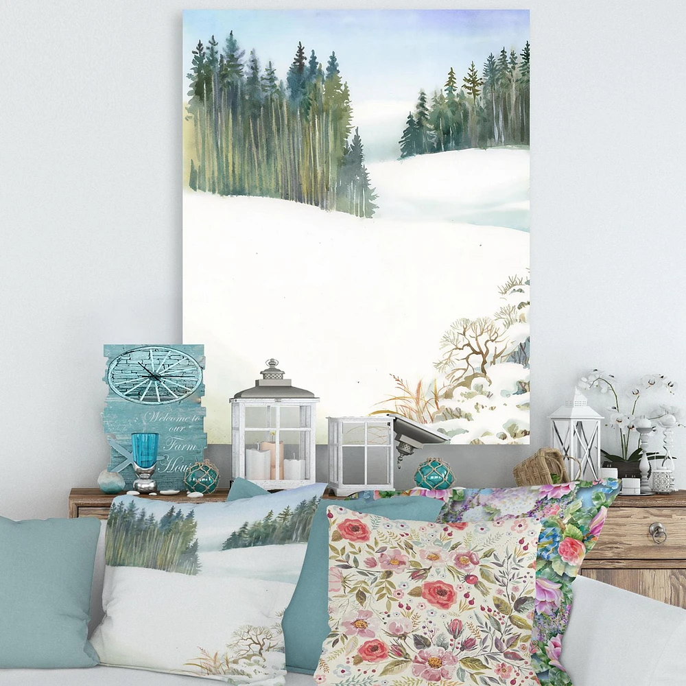 Designart Pine Forest In Snowy Winter Landscape Canvas Wall Art