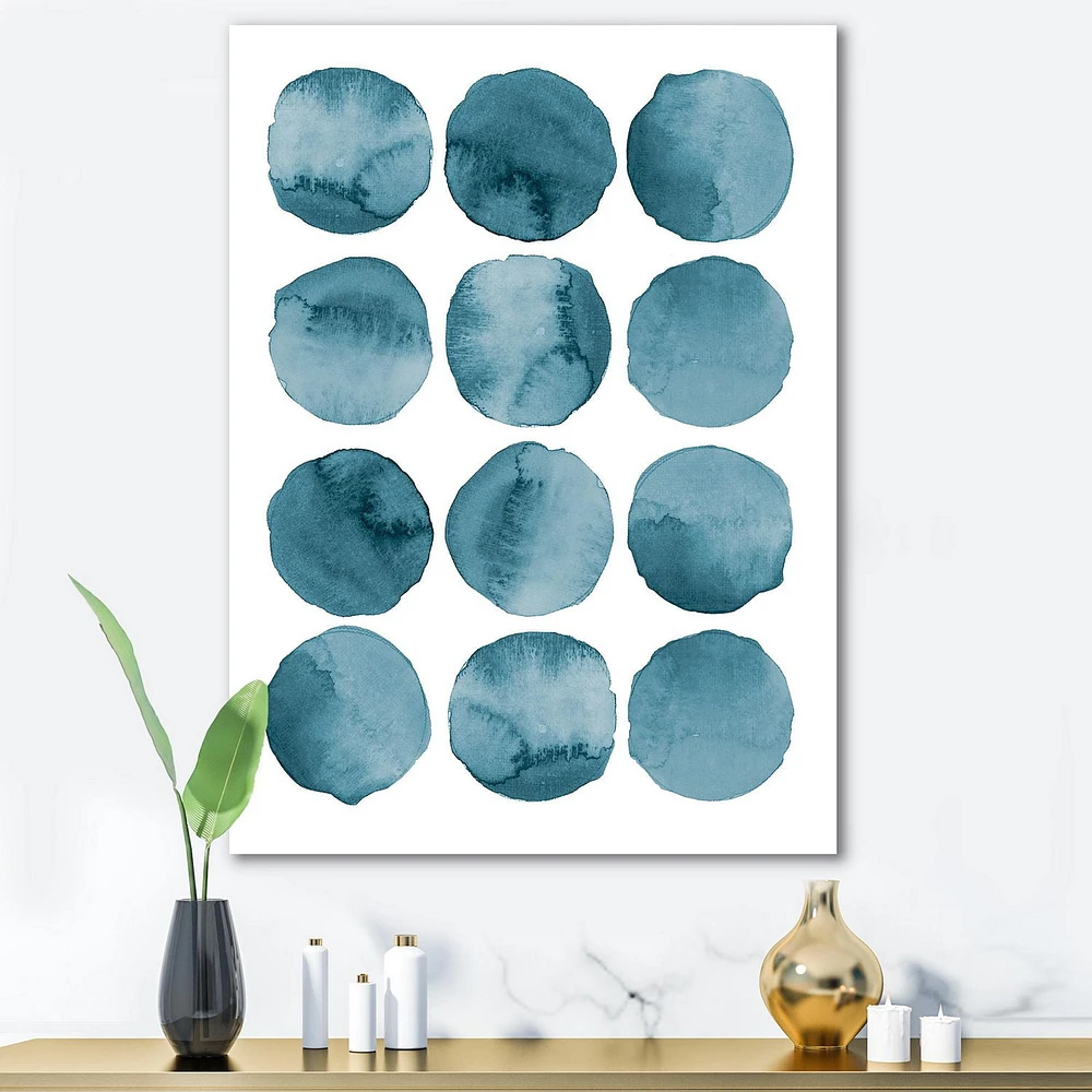 Designart Aquamarine Circles Blue Geometric Elements Canvas Wall Art