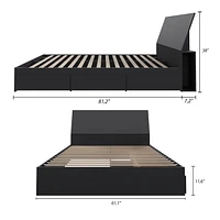 Nexera Corbo Queen Storage Bed and Headboard, Black