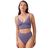 Captiva Flirtt Bas de bikini texturé taille haute pour femme