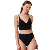 Captiva Flirtt Bas de bikini texturé taille haute pour femme