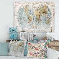 Designart Ancient Map of The World II Canvas Wall Art