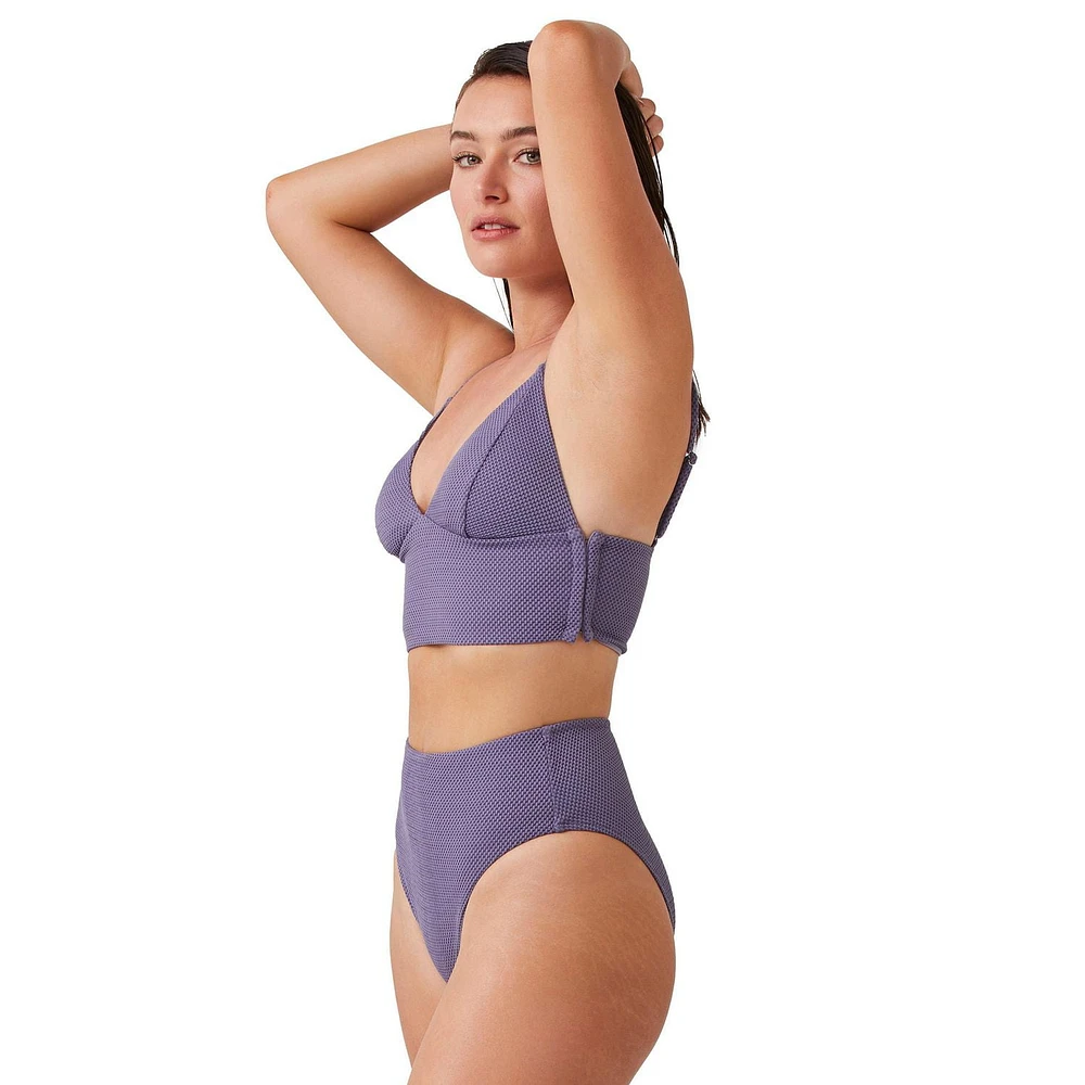 Captiva Women's Textured V Neck Bralette Swim Top