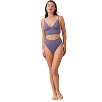 Captiva Women's Textured V Neck Bralette Swim Top
