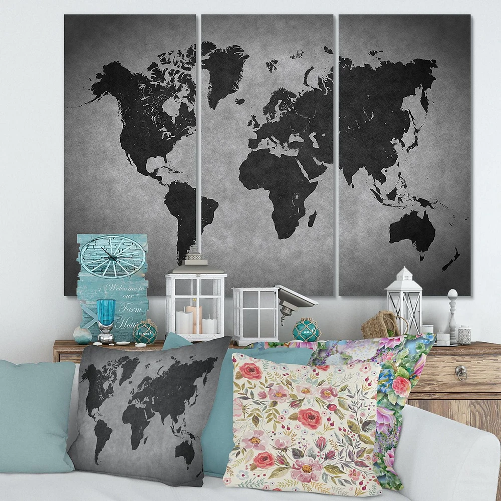 Designart Ancient Map of The World IX Canvas Wall Art