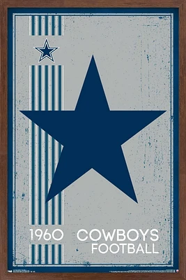 NFL Dallas Cowboys - Retro Logo 14 Wall Poster, 22.375" x 34" Framed