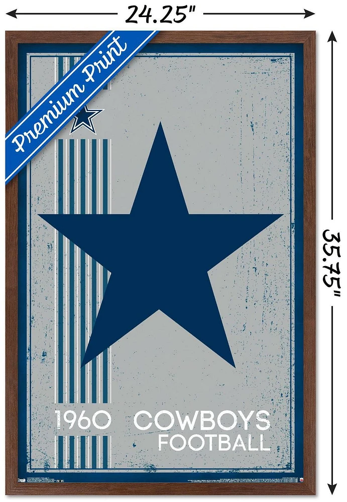 NFL Dallas Cowboys - Retro Logo 14 Wall Poster, 22.375" x 34" Framed