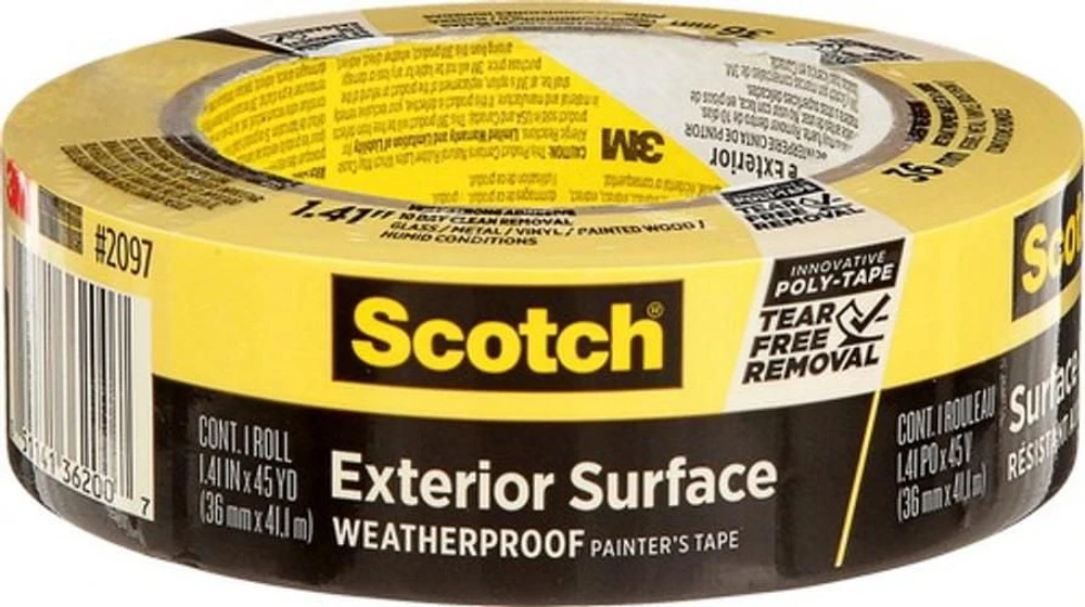 3M 2097-36EC-XS 1.41" x 45yd (36mm) Scotch Exterior Surface Painters Tape