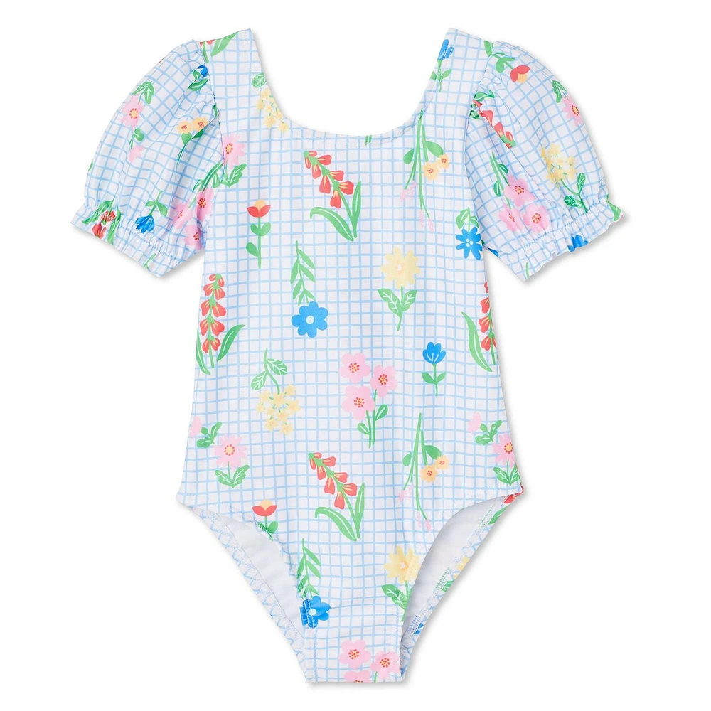 Maillot de bain 1 pièce à manches bouffantes George pour petites filles