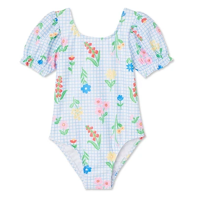 Maillot de bain 1 pièce à manches bouffantes George pour petites filles