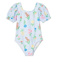 Maillot de bain 1 pièce à manches bouffantes George pour petites filles