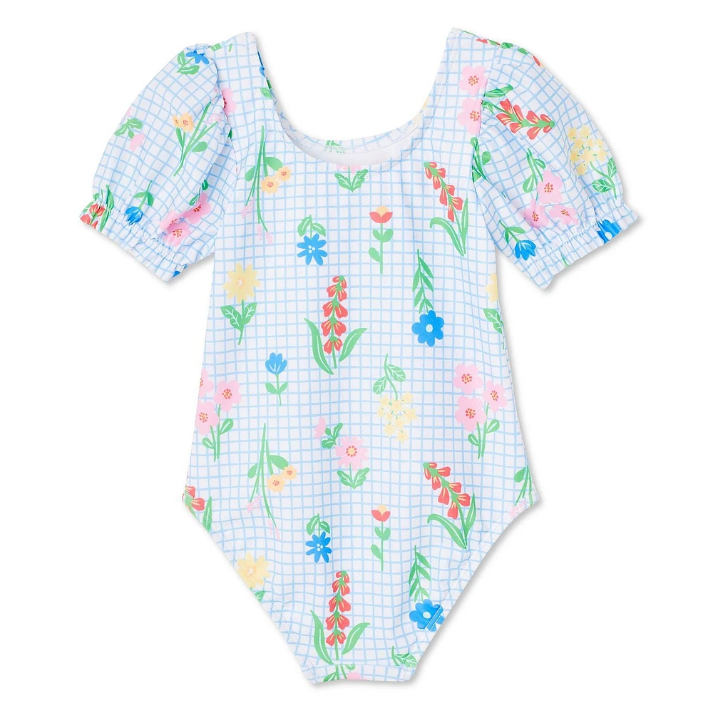 Maillot de bain 1 pièce à manches bouffantes George pour petites filles