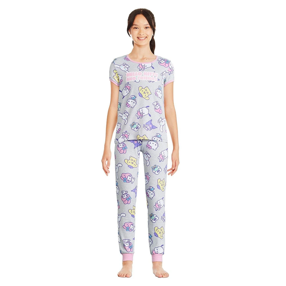 Pyjama 2 pièces Hello Kitty et ses amis pour filles Tailles TP-G
