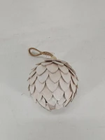 HOLIDAY TIME FROSTED ELEGANCE DIA 3INCH WHITE PINECONE ORNAMENT