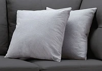 Monarch Specialties Pillows, Set Of 2, 18 X 18 Square, Insert Included, Decorative Throw, Accent, Sofa, Couch, Bedroom, Polyester, Hypoallergenic, Grey, Modern