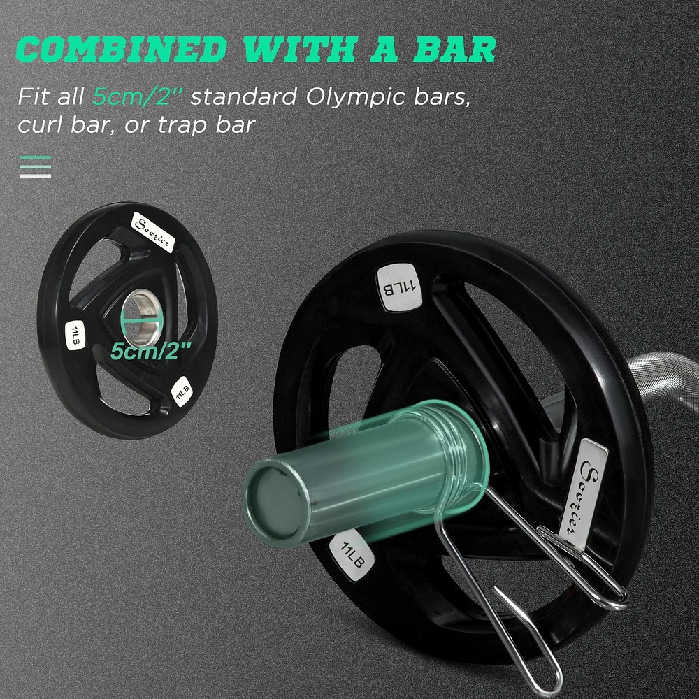 Soozier Olympic Weight Plates for 2'' Barbell Bar with Tri Grips, 2 x 11lbs