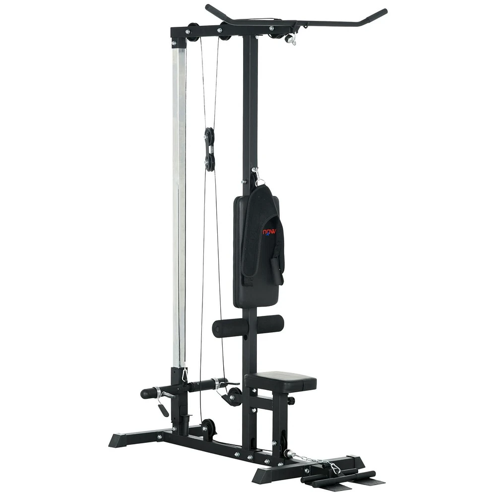 Soozier Lat Pull Down Machine Cable Station with Flip-Up Footplate, Black